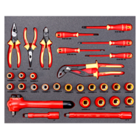 Fit&Go 3/3 Foam Laser Marked Inlay with Insulated Ratchet, Sockets & Screwdrivers - 30 Pcs