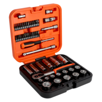 Jeu de douilles et douilles longues  6 pans 3/8'' dimensions métriques + embouts 1/4'' - 51 pièces