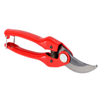 Sécateurs à lame de contournement avec manche en acier estampé/embouti rouge et tête de coupe droite