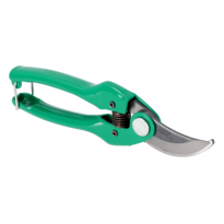 Bypass Secateurs with Green Stamped/Pressed Steel Handle and Straight Cutting Head