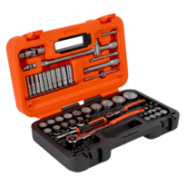 61-Piece 1/4" & 1/2" Metric Socket Set with Deep 1/4" Sockets, Slim Ratchets & Bits