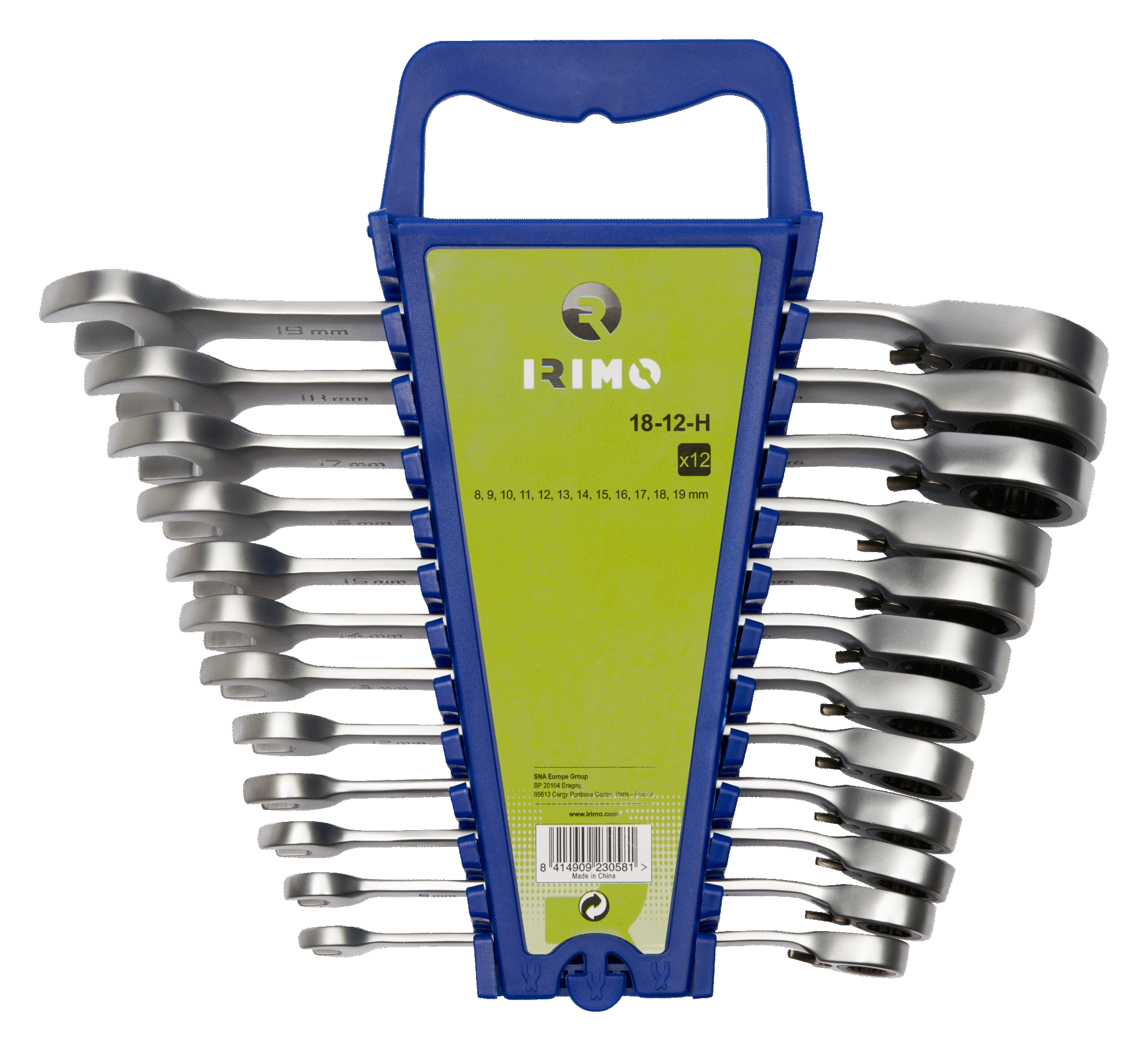  комбинированных ключей с храповиком, держатель на 12 шт. | IRIMO