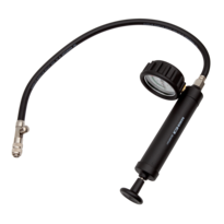 Radiator pressure pump with gauge for testing cooling or heating systems