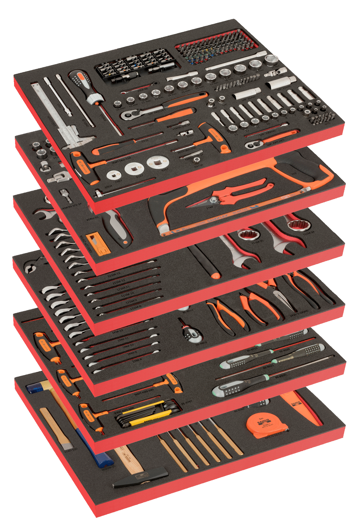 BAHCO - Caisse à outils métallique avec 69 outils à usage général dans  modules mousse