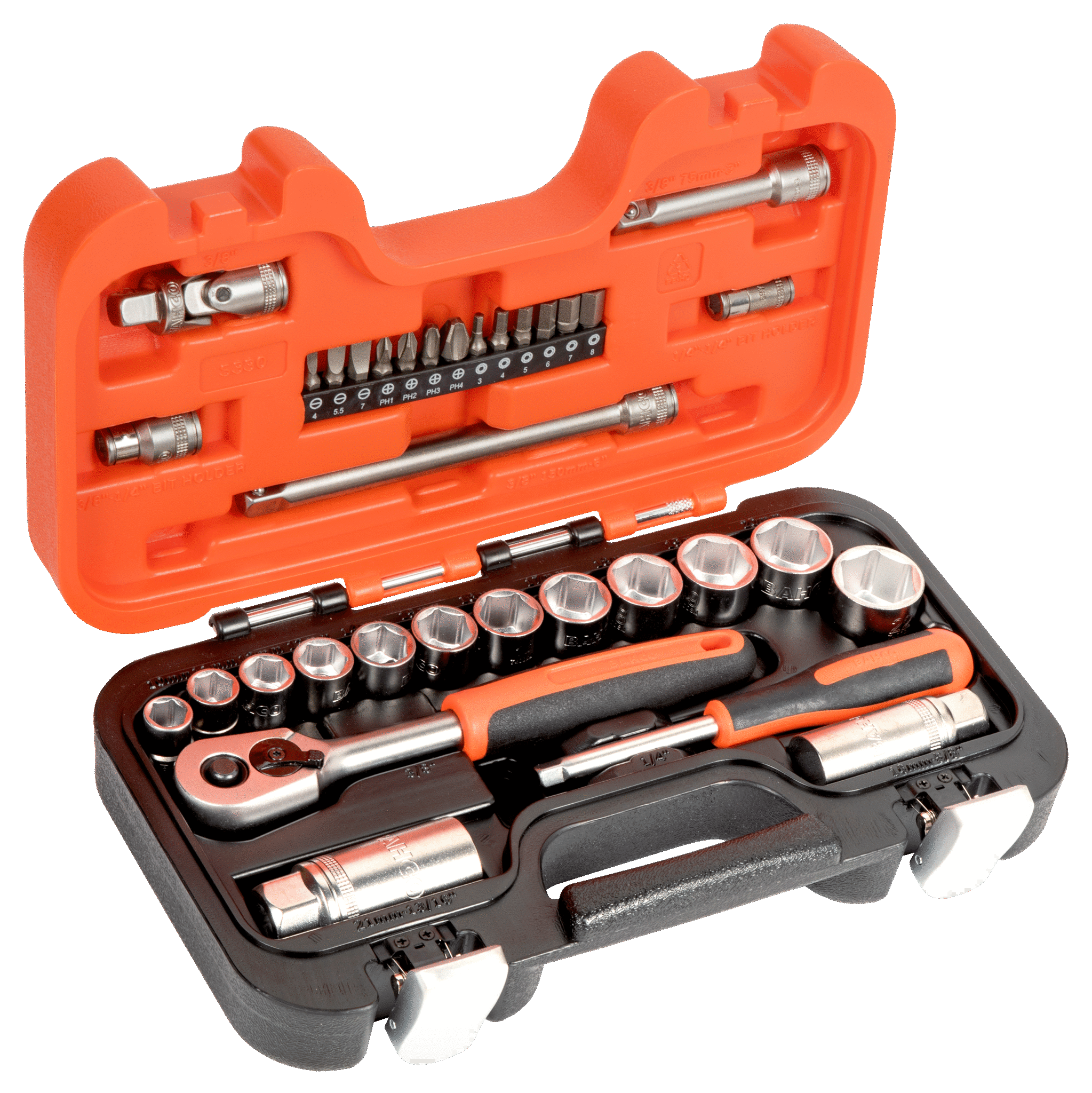 1 4 And 3 8 Square Drive Socket Set With Metric Hex Profile And Ratchet Bahco Bahco International