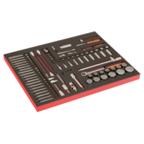 Jeu d’embouts de clé à cliquet et de douilles automobiles, module mousse 3/3 Fit&Go- 105 pcs