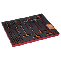 Jeu de tournevis avec manche en T/à fente/Phillips, module mousse 3/3 Fit&Go - 45 pcs