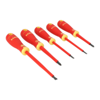 BahcoFit VDE Insulated Slotted and Pozidriv Screwdriver Set with Multi-Component Handle - 5 Pcs