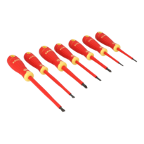BahcoFit VDE Insulated Slotted and Pozidriv Screwdriver Set with Multi-Component Handle - 7 Pcs